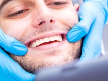 Close up of man‘s smile in dental chair