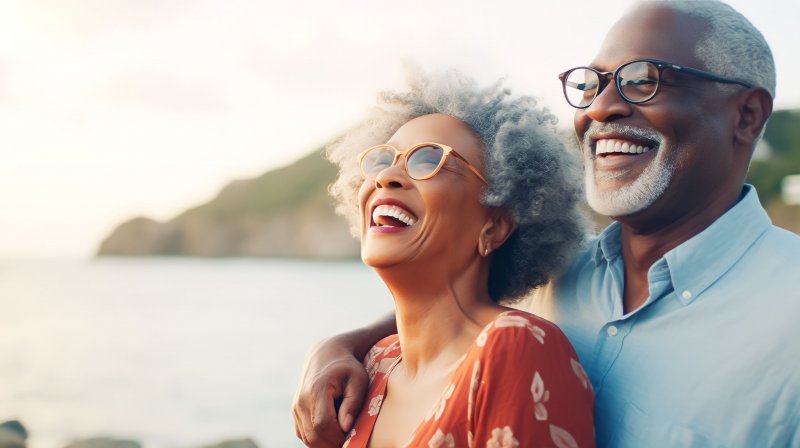 couple with dental implants